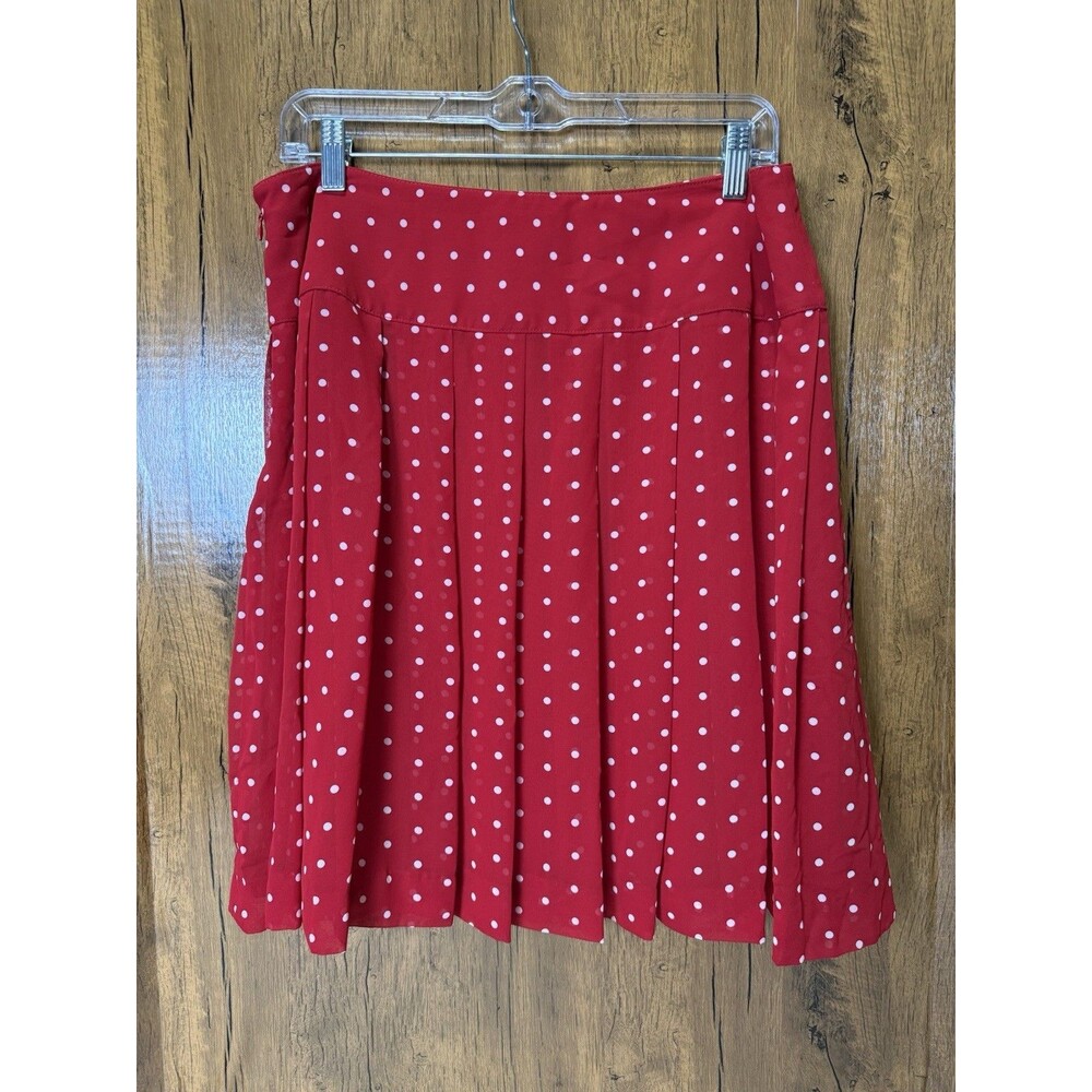 Nine & Company Pleated Red White Polka Dot Mini Skirt Side Zip Women’s 14p